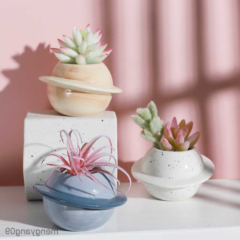 Planters Pots Planet Succulent Flower Pot Ceramic Cute Small Fresh Literary Decoration Potted Gardening L260529