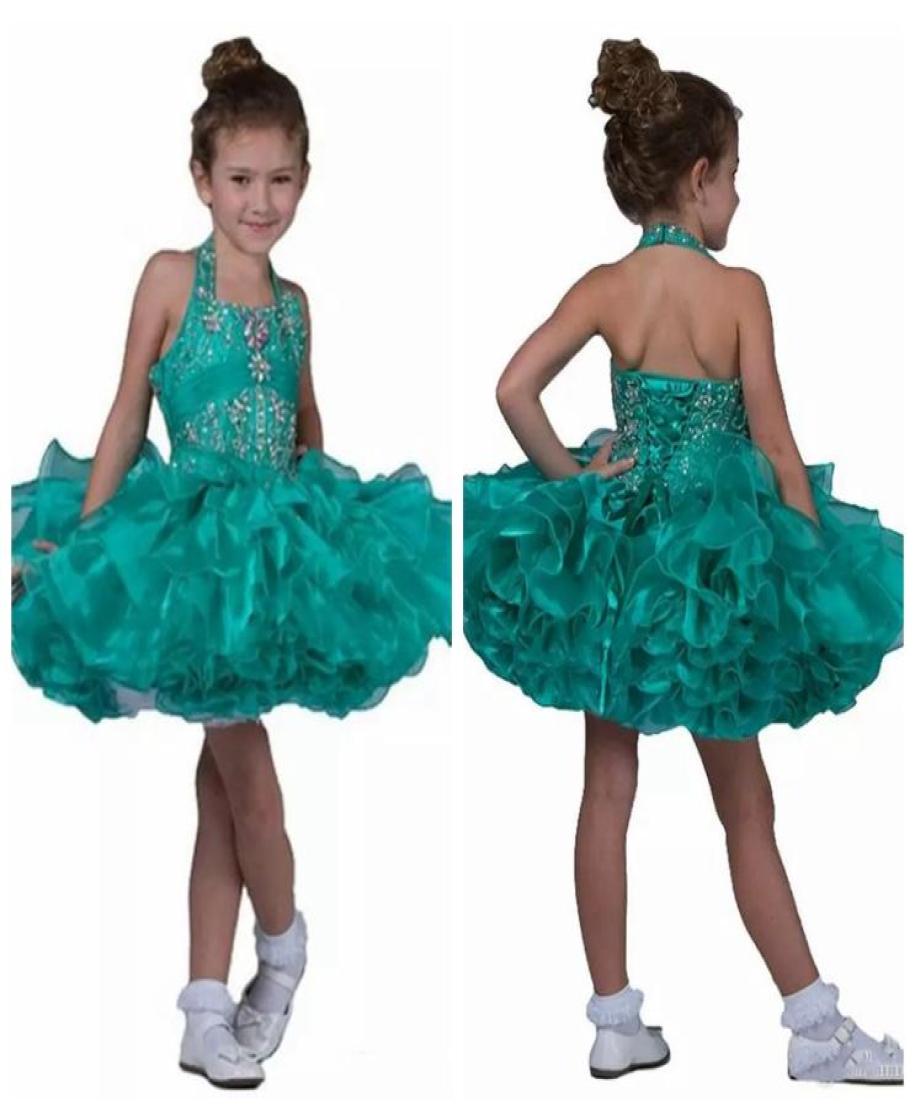 

Halter Bling Bling 2019 Little Pageant Cupcake Dresses Toddler Straps Crystal Short Mini Dress Kids Gorgeous Ruffles Tutu Flower G6580131, Hunter