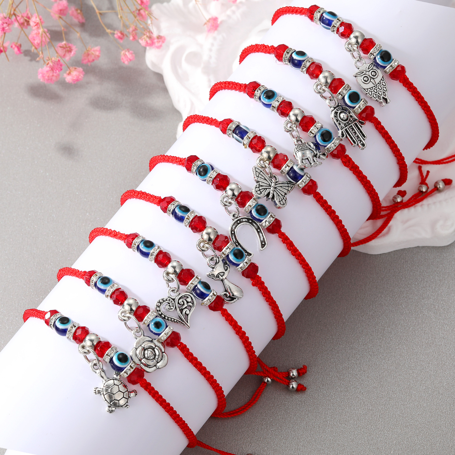 Classic Design Vintage Animal Charm Bracelets Red Rope Woven Bracelet for Gift