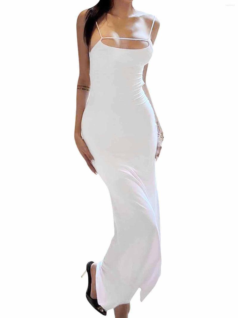 Casual Dresses Women Sexy Low Cut Long Dress Solid Color Spaghetti Strap Backless Tie-up Bodycon Cocktail Party Beach Streetwear, White
Casual Dresses Women Sexy Low Cut Long Dress Solid Color Spaghetti Strap Backless Tie-up Bodycon Cocktail Party Beach Streetwear, White