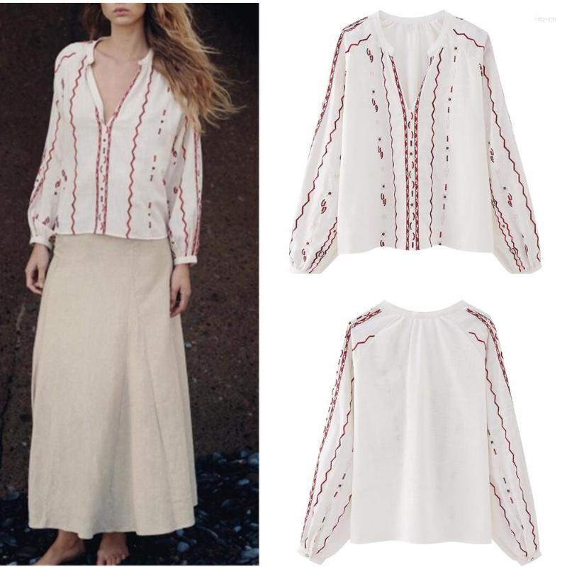 Women's Blouses COS LRIS 2023 Spring Fashion Contrast Color Embroidery Shirt Women's Loose Long-sleeved V-neck Pullover Top 7200029, White
Women's Blouses COS LRIS 2023 Spring Fashion Contrast Color Embroidery Shirt Women's Loose Long-sleeved V-neck Pullover Top 7200029, White
