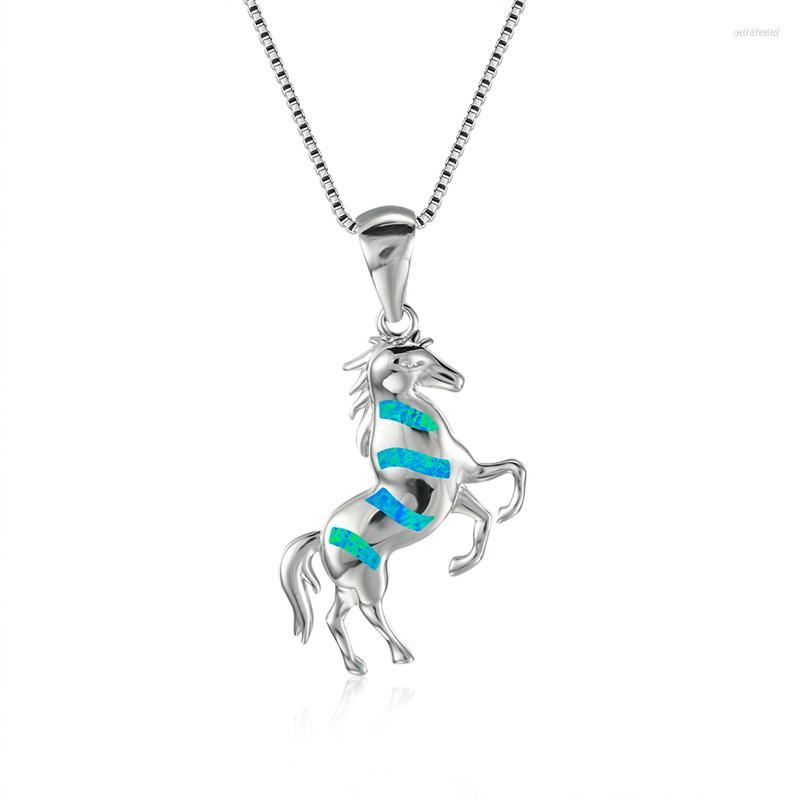 Pendant Necklaces Cute Female Big Horse Necklace Boho White Blue Opal For Women Vintage Silver Color Wedding Jewelry
Pendant Necklaces Cute Female Big Horse Necklace Boho White Blue Opal For Women Vintage Silver Color Wedding Jewelry