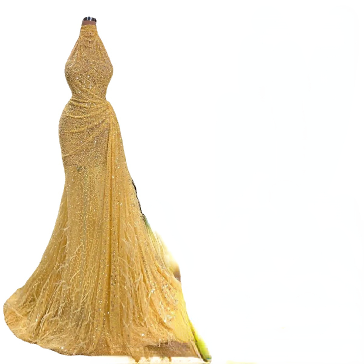 Popular Good Quality Glitter Mermaid Evening Dresses Sexy High-neck Sleeveless Sequins Feather Prom Dress Sweep Train Special Occasion Gowns, Light sky blue
Popular Good Quality Glitter Mermaid Evening Dresses Sexy High-neck Sleeveless Sequins Feather Prom Dress Sweep Train Special Occasion Gowns, Light sky blue