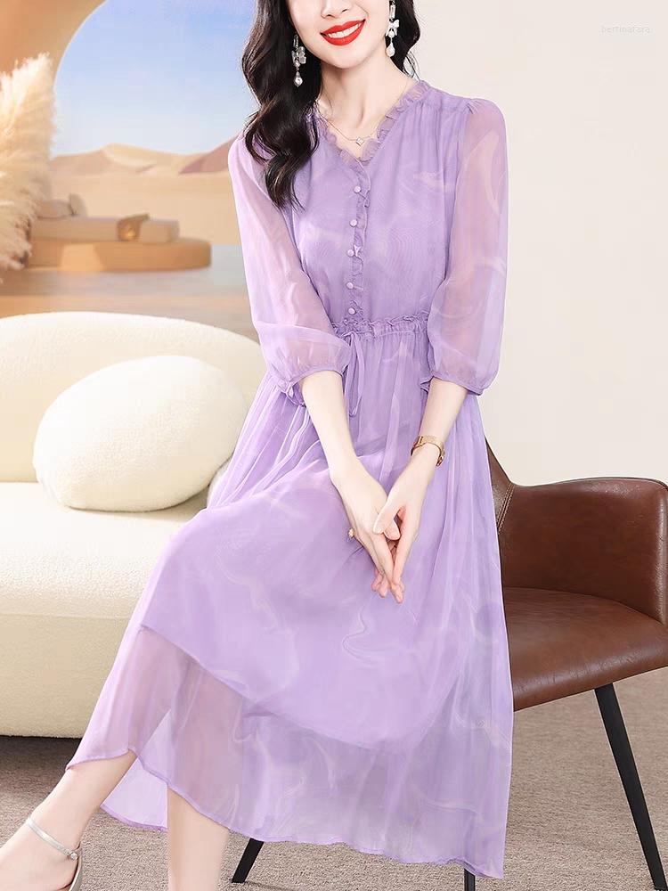 Casual Dresses 2023 Purple Silk Chic Ruffled V-Neck Bandage Dress Summer Elegant Midi Women Korean Fashion Bodycon Holiday, Lavender
Casual Dresses 2023 Purple Silk Chic Ruffled V-Neck Bandage Dress Summer Elegant Midi Women Korean Fashion Bodycon Holiday, Lavender