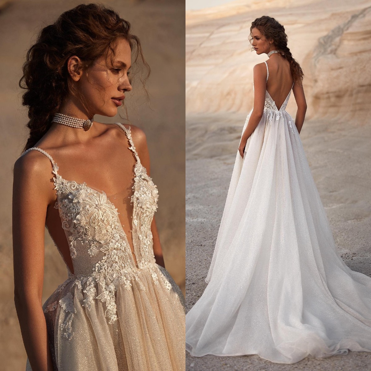 Milla Nova Boho A Line Wedding Dresses for bride Spaghetti V Neck Wedding Dress Backless Appliques Glitter Lining designer bridal gowns, White
Milla Nova Boho A Line Wedding Dresses for bride Spaghetti V Neck Wedding Dress Backless Appliques Glitter Lining designer bridal gowns, White