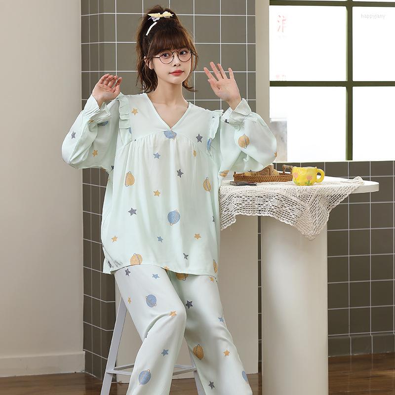 Women's Sleepwear Women's Pajamas Cottin Pyjamas Set Long Sleeve V Neck Spring Autumn Printing Nightwear 2Pcs Shirt Pant Home Clothing, Pink crown
Women's Sleepwear Women's Pajamas Cottin Pyjamas Set Long Sleeve V Neck Spring Autumn Printing Nightwear 2Pcs Shirt Pant Home Clothing, Pink crown