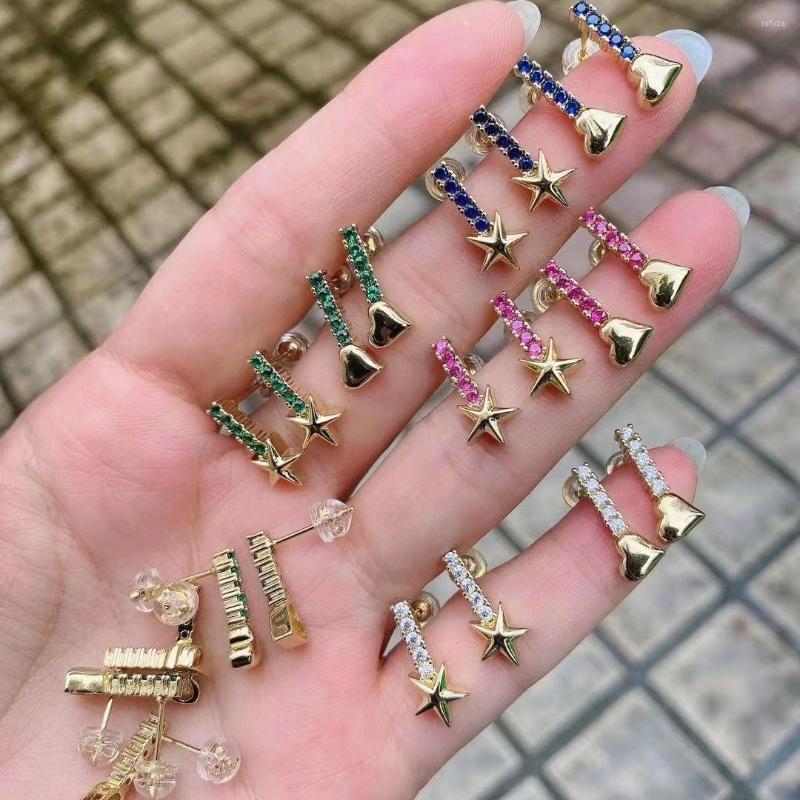 Stud Earrings 5Pairs Rainbow Color Zircon Brass Micro Pave Heart Star Gold-color Cz Design For Women 2023 Gift
Stud Earrings 5Pairs Rainbow Color Zircon Brass Micro Pave Heart Star Gold-color Cz Design For Women 2023 Gift