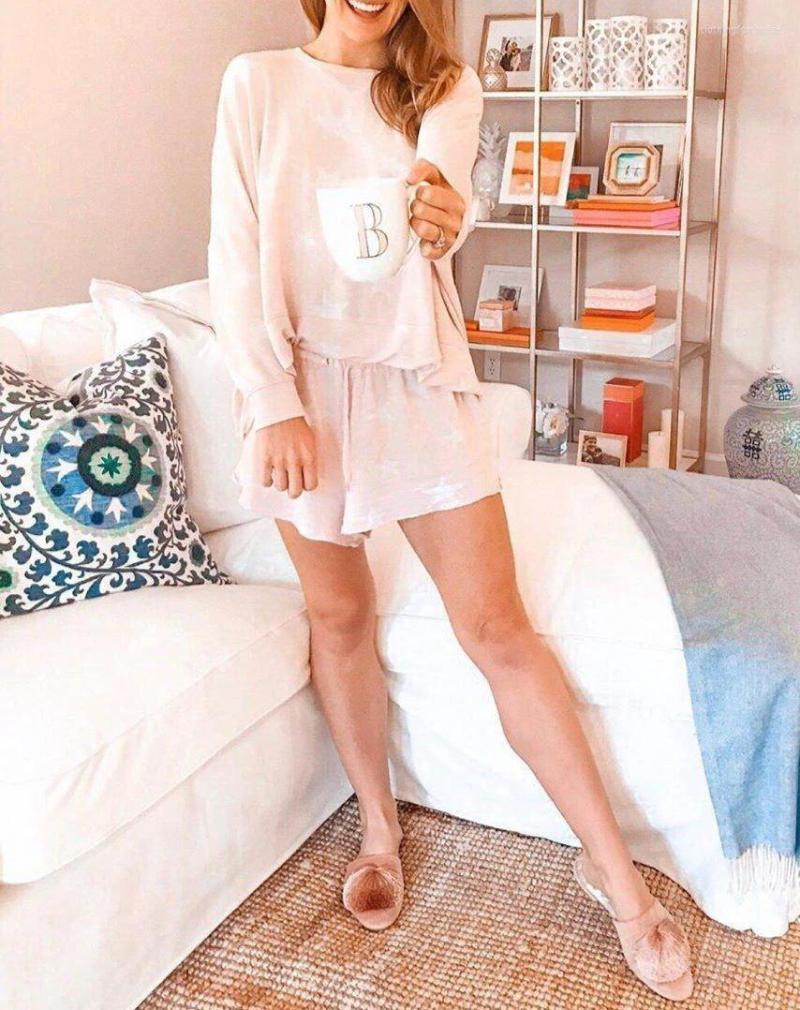 Women' Sleepwear Women' Pajamas Pink Loose Gradient Color Round Neck Long Sleeve Shorts 2 Piece Printed Comfortable Ladies Home
Women' Sleepwear Women' Pajamas Pink Loose Gradient Color Round Neck Long Sleeve Shorts 2 Piece Printed Comfortable Ladies Home