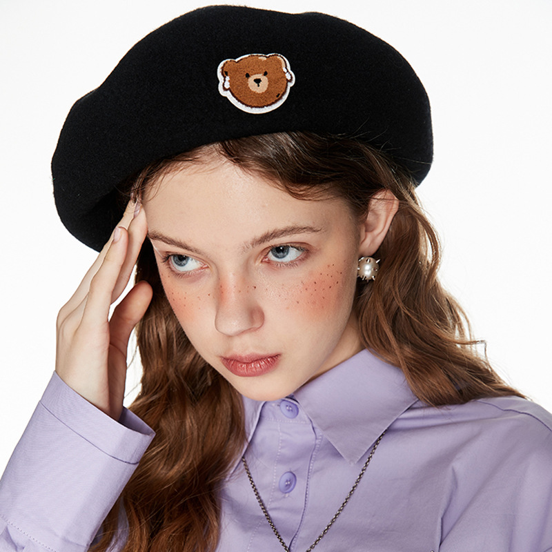 Korean Bear Embroidery Beret Hat Cashmere Sweet Cool Girl Caps Autumn and Winter All-match Casual Retro British Painter Hats
Korean Bear Embroidery Beret Hat Cashmere Sweet Cool Girl Caps Autumn and Winter All-match Casual Retro British Painter Hats