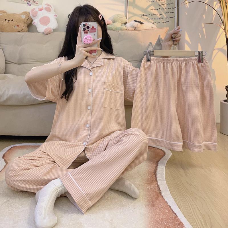 Women's Sleepwear Pajamas Women Summer Cardigan Short-sleeved Shorts Pants 3pcs Casual Sweet Girl Suit, Yx-7064
Women's Sleepwear Pajamas Women Summer Cardigan Short-sleeved Shorts Pants 3pcs Casual Sweet Girl Suit, Yx-7064