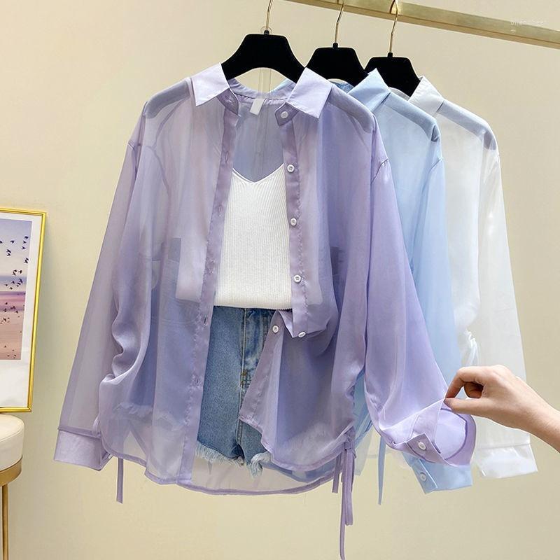 Women's Blouses Shirts Women Sun-proof Thin Summer Transparent Fashion Casual Retro Sweet Cool Streetwear Holiday All-match Beach Young, Blue
Women's Blouses Shirts Women Sun-proof Thin Summer Transparent Fashion Casual Retro Sweet Cool Streetwear Holiday All-match Beach Young, Blue