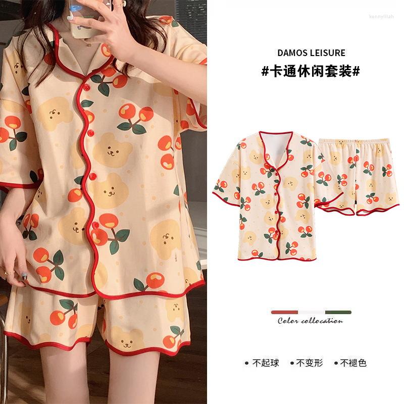 Women's Sleepwear Cotton High Quality Short Sleeve Pajamas Set Fashion Cardigan For Women Korean Pijamas Summer Pjs Young Girl, Style 23
Women's Sleepwear Cotton High Quality Short Sleeve Pajamas Set Fashion Cardigan For Women Korean Pijamas Summer Pjs Young Girl, Style 23