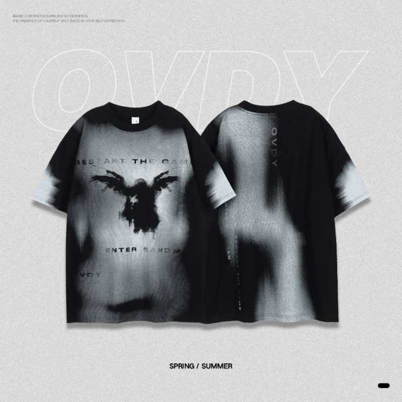 WxwOVDY 23SS High Street Fashion Brand T-shirt Small Neckline Tie Dyed Personalized Oversize Round Neck Short Sleeve, Black
WxwOVDY 23SS High Street Fashion Brand T-shirt Small Neckline Tie Dyed Personalized Oversize Round Neck Short Sleeve, Black