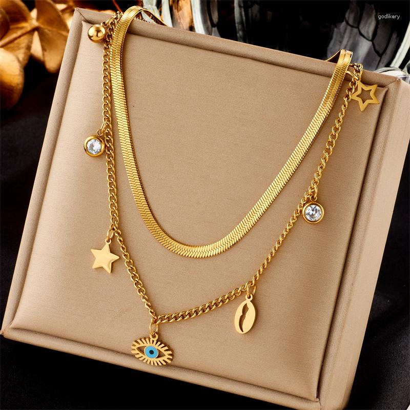 Pendant Necklaces 316L Stainless Steel Blue Eyes Star Multi-layer Collar Necklace For Women Party Gift Bijoux Charm Jewelry Wholesale
Pendant Necklaces 316L Stainless Steel Blue Eyes Star Multi-layer Collar Necklace For Women Party Gift Bijoux Charm Jewelry Wholesale