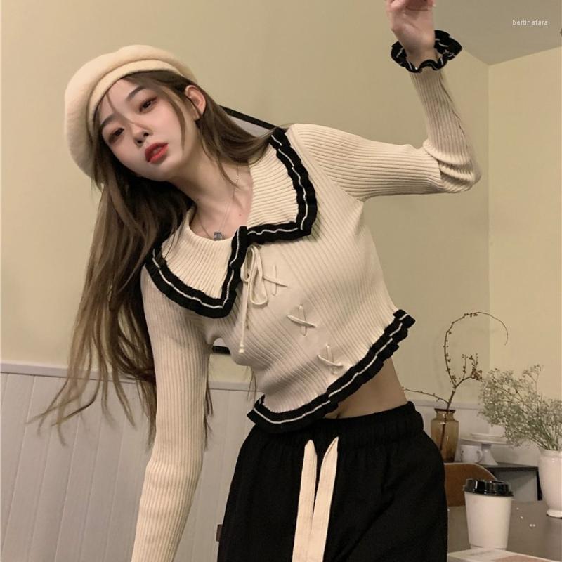Women's Sweaters Spring Short Lace Up Splice Knitted Sweater Jumper Slim Fit Vintage Korean Chic Crop Top Women Flare Sleeve Pullover 163AP, Black
Women's Sweaters Spring Short Lace Up Splice Knitted Sweater Jumper Slim Fit Vintage Korean Chic Crop Top Women Flare Sleeve Pullover 163AP, Black
