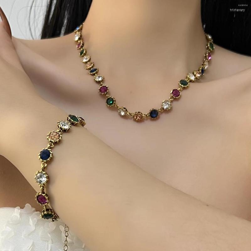 Chains Vintage Delicate Colorful Crystal Zircon Beads Choker Necklace For Women Egirl Y2k Bracelet Earrings Korean Trend Jewelry
Chains Vintage Delicate Colorful Crystal Zircon Beads Choker Necklace For Women Egirl Y2k Bracelet Earrings Korean Trend Jewelry