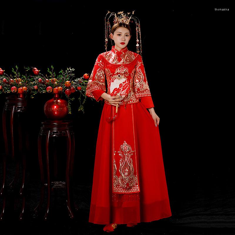 Ethnic Clothing Modern Cheongsam Long Qipao Traditional Chinese Wedding Dress Oriental Style Dresses Bride Toast Costume Evening Gown
Ethnic Clothing Modern Cheongsam Long Qipao Traditional Chinese Wedding Dress Oriental Style Dresses Bride Toast Costume Evening Gown
