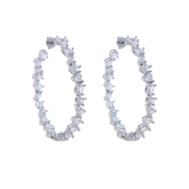 New Arrive Daily Life Circle Earring Full Pave Cubic Zircon CZ Fashion Hip Hop Women Lady Jewelry