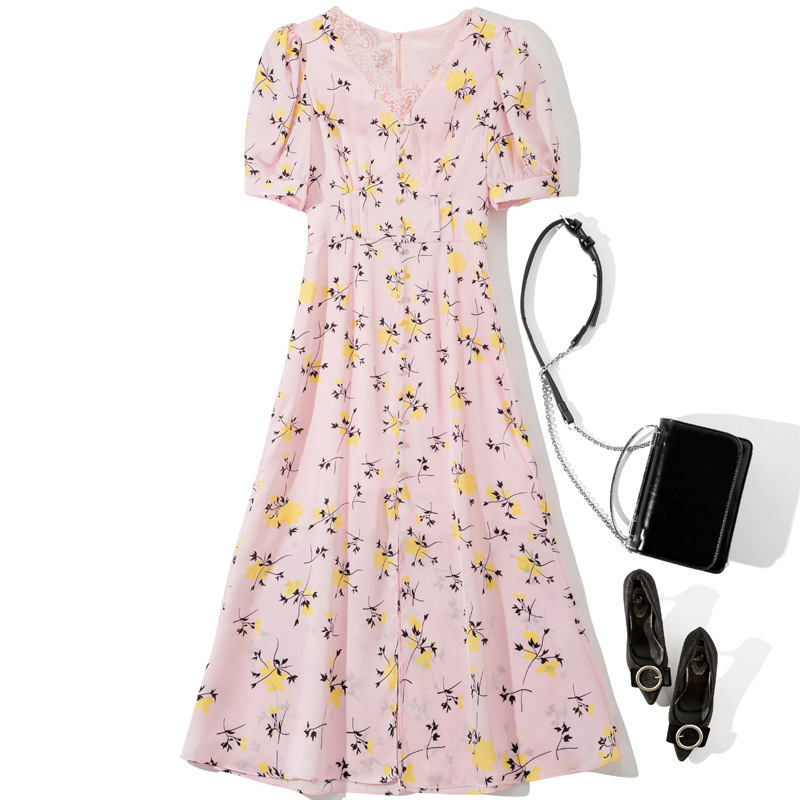 2023 Summer Green Floral Print Panelled Dress Pink Short Sleeve V-Neck Midi Casual Dresses Y3L266750
2023 Summer Green Floral Print Panelled Dress Pink Short Sleeve V-Neck Midi Casual Dresses Y3L266750