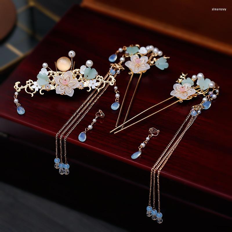 Hair Clips Chinese Han Bridal Crown Delicate Tassel Step Hairpin Earrings Sets Costume Accessories
Hair Clips Chinese Han Bridal Crown Delicate Tassel Step Hairpin Earrings Sets Costume Accessories