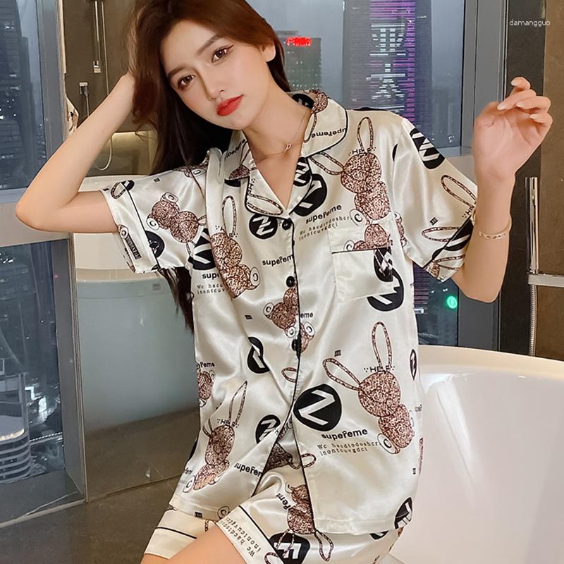 Women's Sleepwear 2023 Summer Silk Satin Short Sleeve Shorts Pajama Sets For Women Korean Suit Pyjama Homewear Pijama Mujer Home Clothes, 513-02
Women's Sleepwear 2023 Summer Silk Satin Short Sleeve Shorts Pajama Sets For Women Korean Suit Pyjama Homewear Pijama Mujer Home Clothes, 513-02