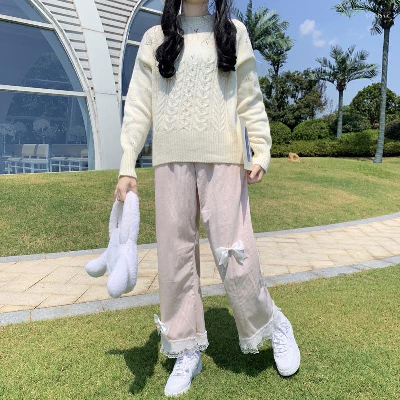 Women's Pants Preppy Style Japanese Kawaii Soft Girl Loose Sweety Bow Cute Lace Elastic Waist Casual Corduroy Straight Pant Women, Blue
Women's Pants Preppy Style Japanese Kawaii Soft Girl Loose Sweety Bow Cute Lace Elastic Waist Casual Corduroy Straight Pant Women, Blue