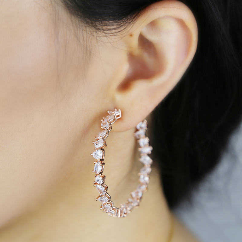 New Arrive Daily Life Circle Earring Full Pave Cubic Zircon CZ Fashion Hip Hop Women Lady Jewelry