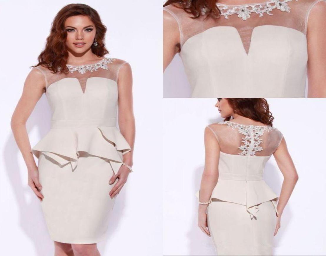 Modest sheer neck applique zipper back mother of the bride dresses with peplum knee length short wedding party gowns3212330
Modest sheer neck applique zipper back mother of the bride dresses with peplum knee length short wedding party gowns3212330