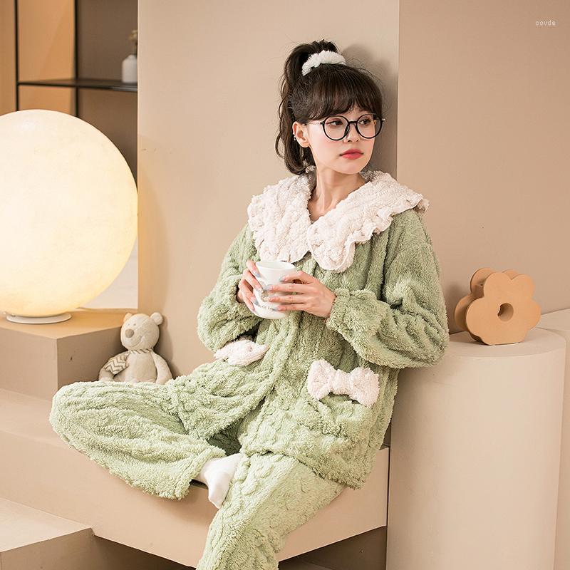 Women's Sleepwear Women Warm Thick Pajamas Winter Girls Cute Solid Color Sets Flannel Home Clothes, Green
Women's Sleepwear Women Warm Thick Pajamas Winter Girls Cute Solid Color Sets Flannel Home Clothes, Green