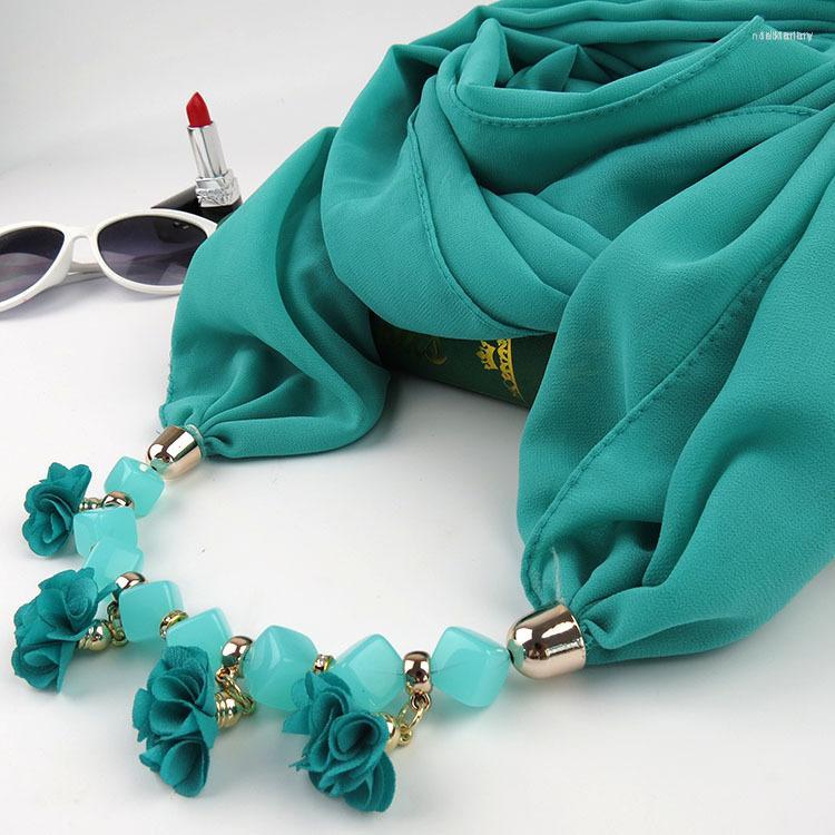 Scarves Fashion Lady Neckwear Fabric Flower Pendant Necklace And Scarf Print Chiffon Beads Neck Women Wrap Female Echarpe
Scarves Fashion Lady Neckwear Fabric Flower Pendant Necklace And Scarf Print Chiffon Beads Neck Women Wrap Female Echarpe
