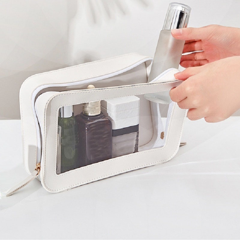 Cosmetic Bags Cases Simple Transparent Toiletry Bag Large Capacity Makeup Case Zipper Storage Bag Clear Plastic PVC Waterproof Cosmetic Bag 230627