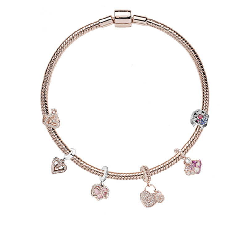 Fashion New Rose Gold charms Bracelet s925 Silver Heart love Pendant Mother Designer Jewelry for women Festival Gift DIY fit Pandora Bracelet with Box
Fashion New Rose Gold charms Bracelet s925 Silver Heart love Pendant Mother Designer Jewelry for women Festival Gift DIY fit Pandora Bracelet with Box