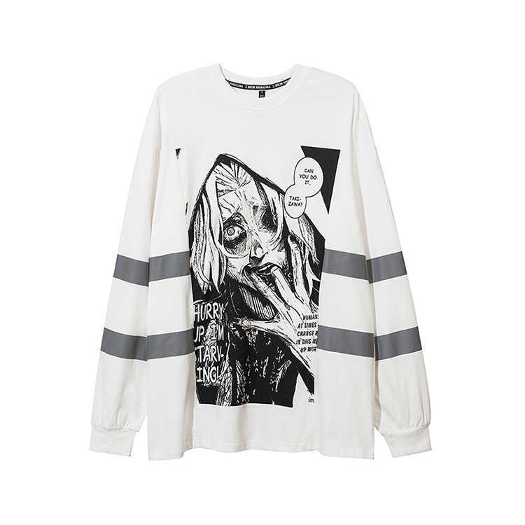 Autumn Fengchun New Gothic Long Sleeve Printed T-shirt Reflective High Street Hip Hop Street Sweater for Men stussys Y82B, White
Autumn Fengchun New Gothic Long Sleeve Printed T-shirt Reflective High Street Hip Hop Street Sweater for Men stussys Y82B, White