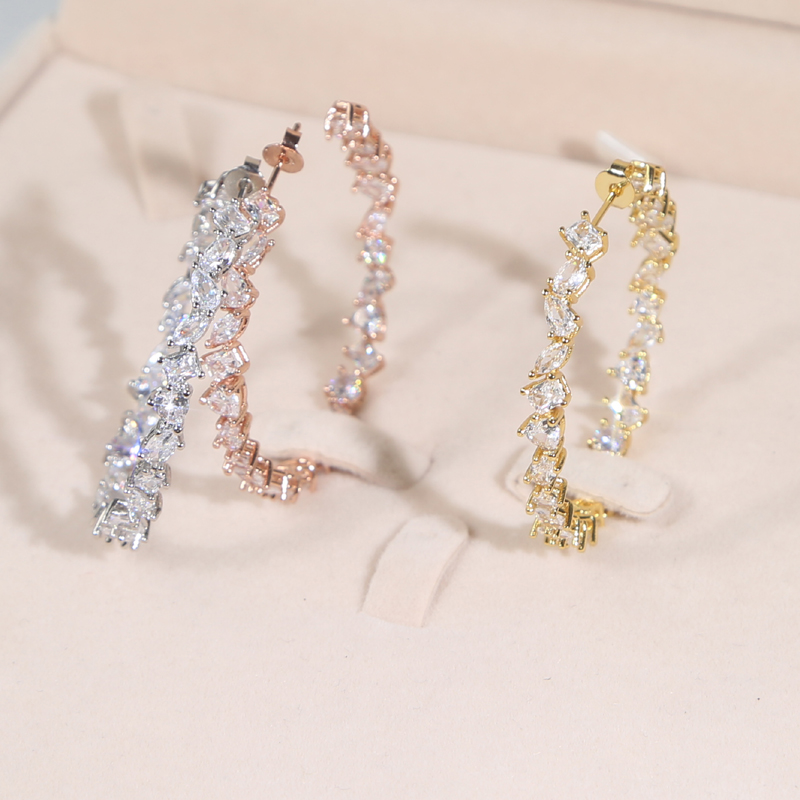 New Arrive Daily Life Circle Earring Full Pave Cubic Zircon CZ Fashion Hip Hop Women Lady Jewelry