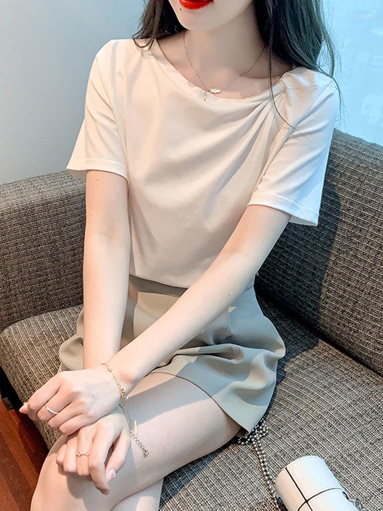 Women' T Shirts Irregular Women Arrival Slash Neck Short Sleeve Solid Color Slim Fit Korean Casual Fashion Tshirts Femme, White
Women' T Shirts Irregular Women Arrival Slash Neck Short Sleeve Solid Color Slim Fit Korean Casual Fashion Tshirts Femme, White