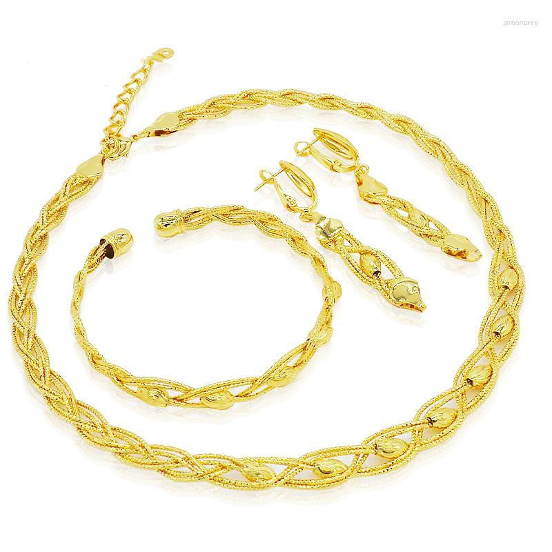 Necklace Earrings Set 3PCS Dubai Earring Gold Colour Plated Jewelry Party Anniversary Wedding Banquet Fashion Classic Style, Picture shown
Necklace Earrings Set 3PCS Dubai Earring Gold Colour Plated Jewelry Party Anniversary Wedding Banquet Fashion Classic Style, Picture shown