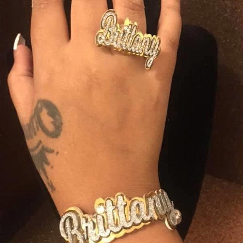 Wedding Jewelry Sets 3UMeter Custom Name Bangle Ring Set Women Nameplate Bangle Stainless Steel Custom Bracelet Acrylic Bangle Gift 230627
Wedding Jewelry Sets 3UMeter Custom Name Bangle Ring Set Women Nameplate Bangle Stainless Steel Custom Bracelet Acrylic Bangle Gift 230627