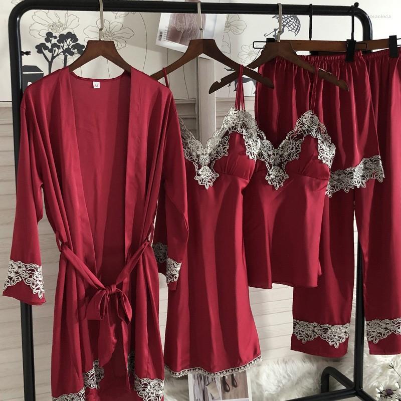 Women's Sleepwear Women's SEXY Lace Patchwork 5PCS Nighty&Robe Suit Women Satin Casual Kimono Bathrobe Gown Intimate Lingerie Silky, 5pcs navy blue 2
Women's Sleepwear Women's SEXY Lace Patchwork 5PCS Nighty&Robe Suit Women Satin Casual Kimono Bathrobe Gown Intimate Lingerie Silky, 5pcs navy blue 2