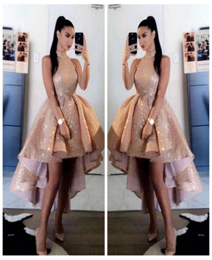 Bling Bling Sequins Rose Gold High Neck Prom Dresses 2020 Sexy Short Front Long Back Sleeveless Formal Party Evening Gowns vestido6292550, Fuchsia
Bling Bling Sequins Rose Gold High Neck Prom Dresses 2020 Sexy Short Front Long Back Sleeveless Formal Party Evening Gowns vestido6292550, Fuchsia