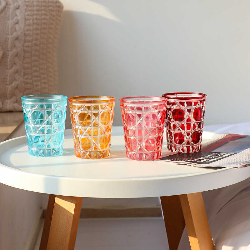 Drinking Cup Water Glass Whiskey Glass Party Cup Coffer Cup Utensils Carved Birthday Gift Nordic Style Round 320ML L230620