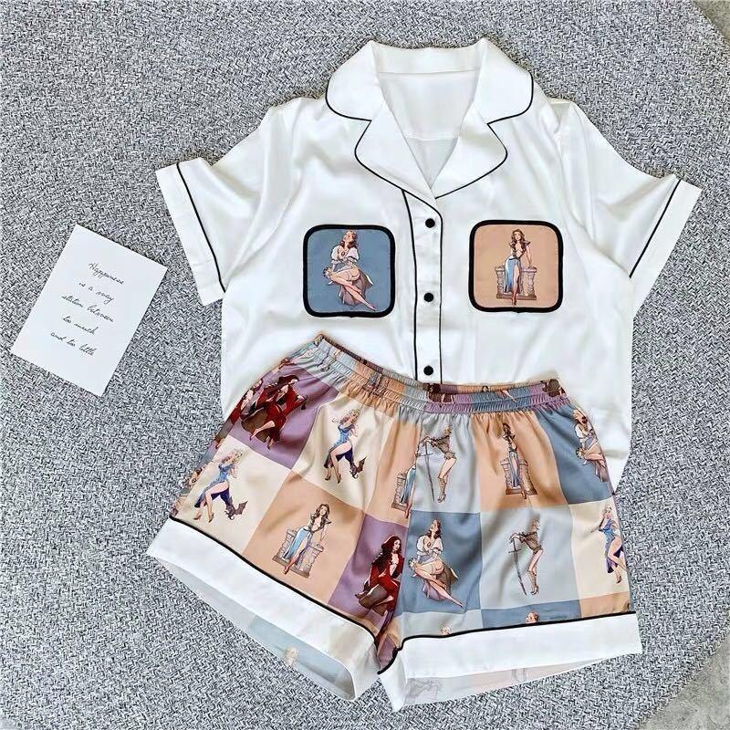 Women's Sleepwear Pajamas Women's Home Clothes Summer Suits With Shorts Plus Size Ensemble Pyjama Femme Two Piece Set Lounge Wear, White
Women's Sleepwear Pajamas Women's Home Clothes Summer Suits With Shorts Plus Size Ensemble Pyjama Femme Two Piece Set Lounge Wear, White