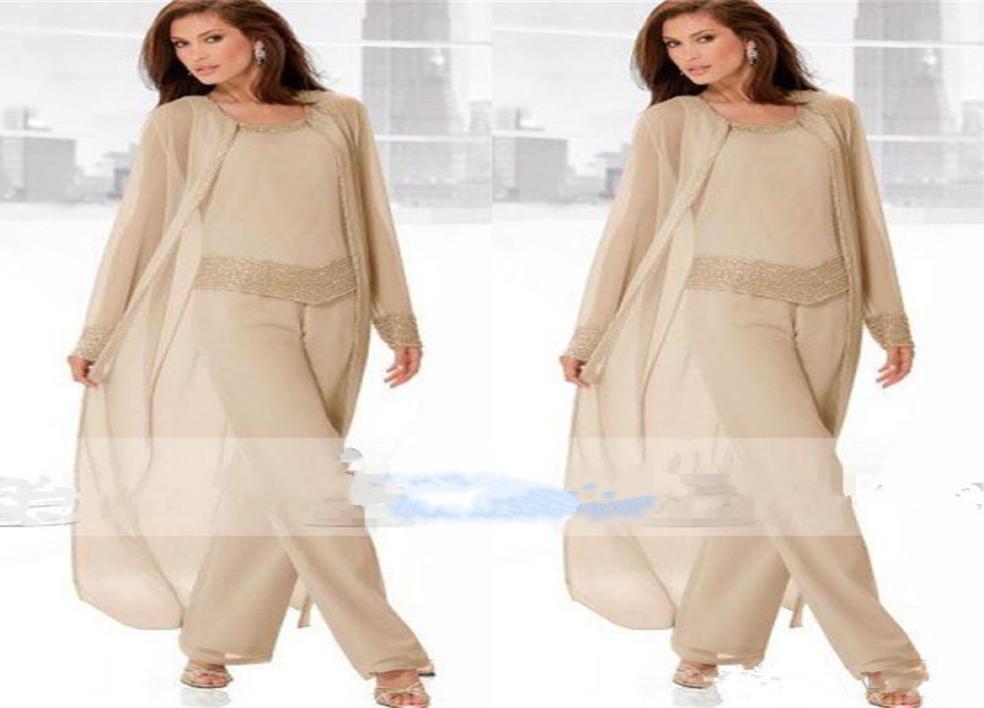 2018 Champagne Three Piece Mother of the Bride Pant Suits with Long Jackets Long Sleeves Beaded Chiffon Mother Plus Size Wedding G3622908
2018 Champagne Three Piece Mother of the Bride Pant Suits with Long Jackets Long Sleeves Beaded Chiffon Mother Plus Size Wedding G3622908