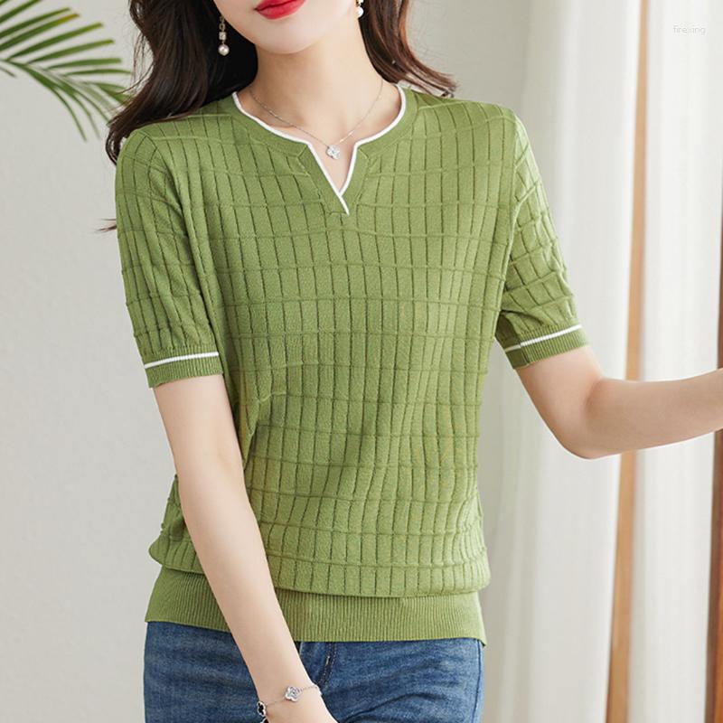 Women's T Shirts V Neck Shirt For Women Short Sleeve Knitted Tops Womens Clothing Ice Silk Tshirts Casual Tee Femme 2023 Summer Camisetas, Blue
Women's T Shirts V Neck Shirt For Women Short Sleeve Knitted Tops Womens Clothing Ice Silk Tshirts Casual Tee Femme 2023 Summer Camisetas, Blue