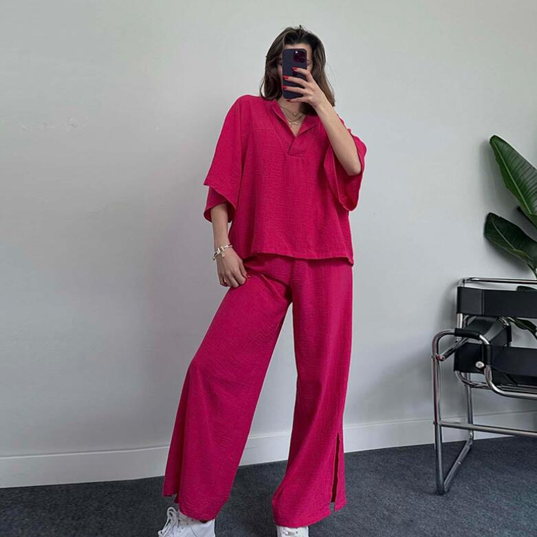 Women' Set 2023 Autumn New Fashion Casual Women' Set Loose Polo Comfortable Top Elastic Waist Wide Leg Pants Women' Two Piece Set
Women' Set 2023 Autumn New Fashion Casual Women' Set Loose Polo Comfortable Top Elastic Waist Wide Leg Pants Women' Two Piece Set