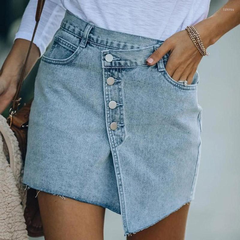 Skirts Summer Denim Irregular Wash Women Mini Skirt High Waist Pocket Buttons Female Solid Streetwear Casual Ladies Bottoms, Blue
Skirts Summer Denim Irregular Wash Women Mini Skirt High Waist Pocket Buttons Female Solid Streetwear Casual Ladies Bottoms, Blue