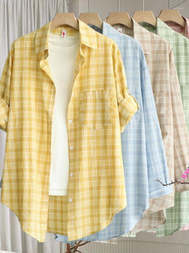 Women's Blouses Chic Women Blouse Casual Women's Summer Plaid Shirt Loose Vintage Long Sleeve, Green
Women's Blouses Chic Women Blouse Casual Women's Summer Plaid Shirt Loose Vintage Long Sleeve, Green