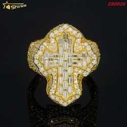 Fine Iced Out Hip Hop Cuban Ring Gold Plated 925 Sterling Silver Vvs Moissanite Diamond for Men