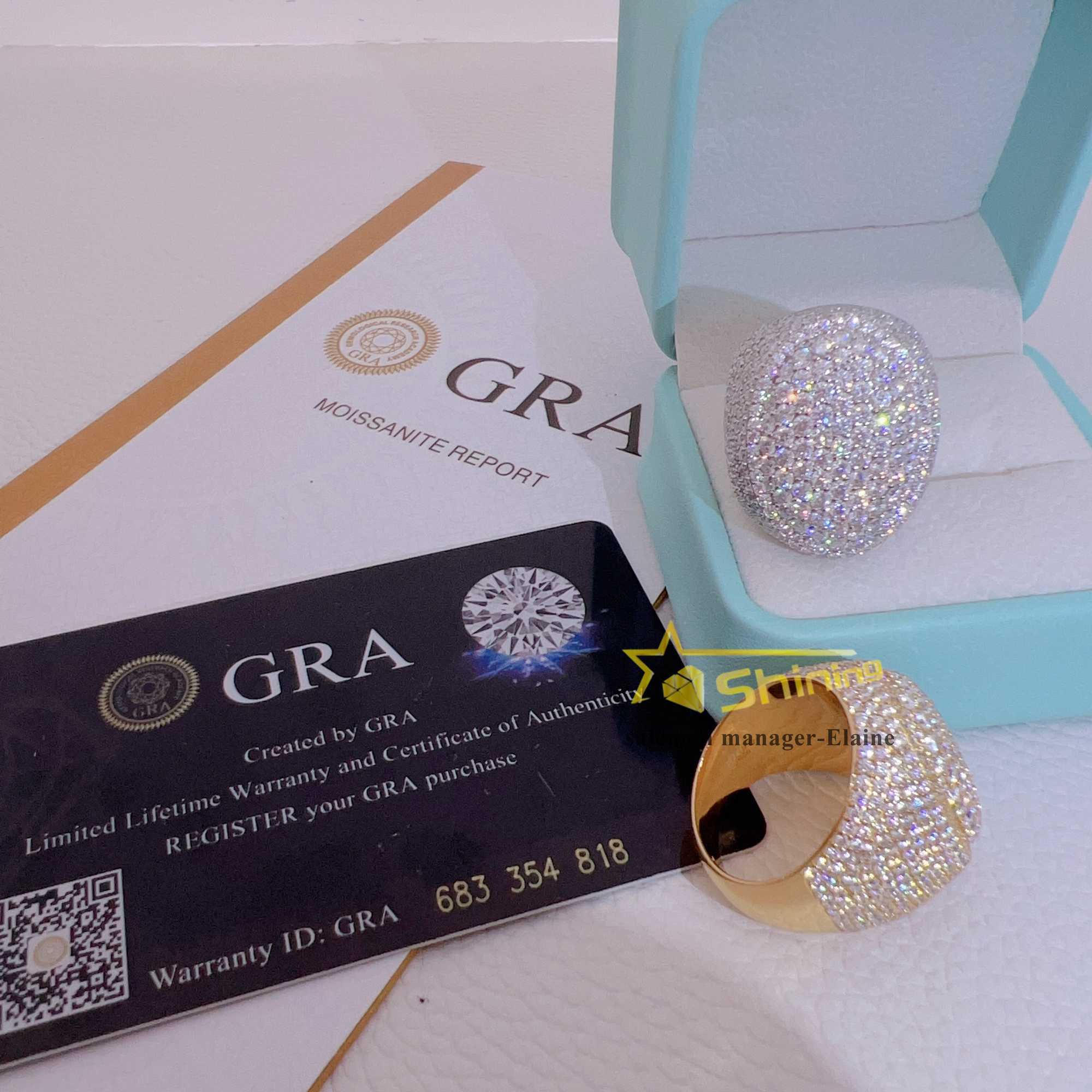 Gold Plated 925 Sterling Silver Vvs Moissanite Mens Ring