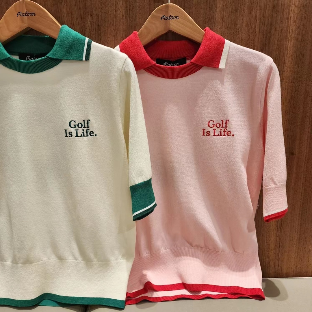 Women Golf Knitted Top Pullover Puff Sleeve Casual Sweater Blouse Shirt 230627