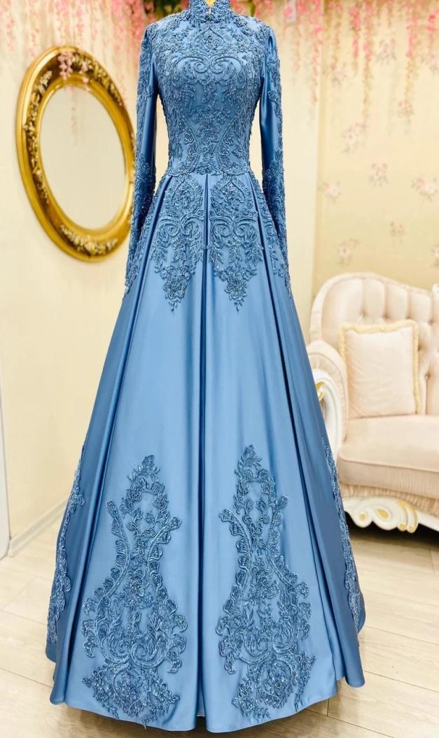 Blue Muslim Evening Dresses 2022 High Neck long sleeves Applique Lace Satin prom gowns Elegant Women Formal Dress Robe De Marriage5415909, Gold
Blue Muslim Evening Dresses 2022 High Neck long sleeves Applique Lace Satin prom gowns Elegant Women Formal Dress Robe De Marriage5415909, Gold